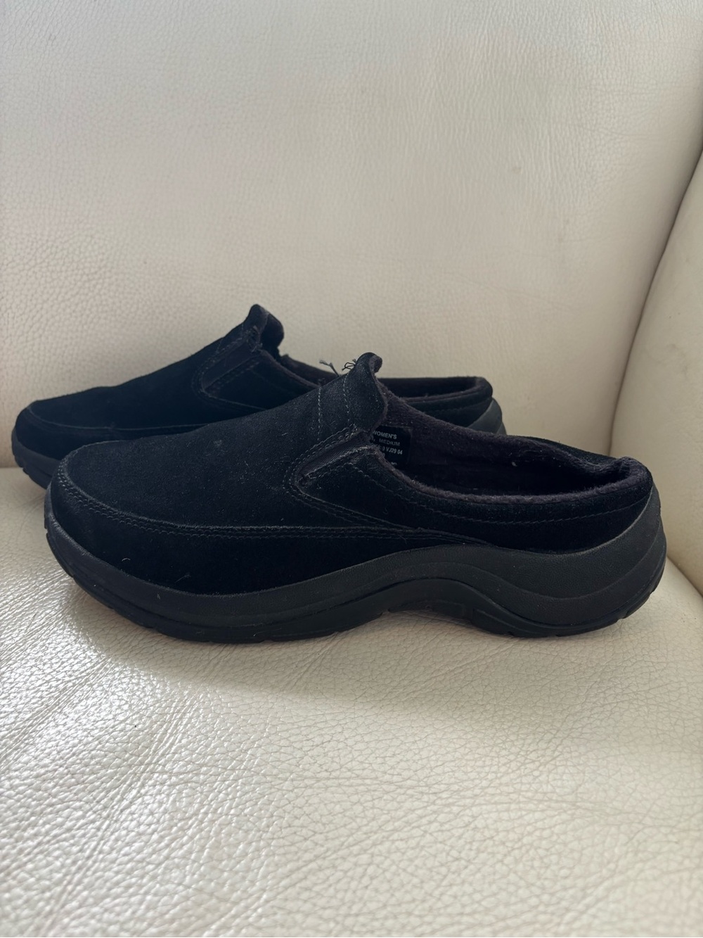 L.L. Bean Black Suede Slip-On Clogs